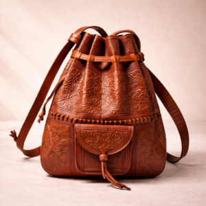 moroccan leather travel backpack